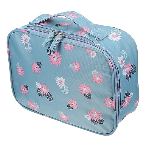VALICLUD 1 Stück wasserdichte Kosmetiktasche für Damen Tragbarer Make Up Organizer mit Starkem Reißverschluss Große Kulturtasche für Reisen Design mit Blumenmuster Toilettenartikel und von VALICLUD