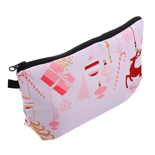 VALICLUD 1stk Weihnachtskosmetiktasche Schminktasche Mit Reißverschluss Reise-Organizer-Taschen Weihnachts-kulturbeutel Weihnachtsfedermäppchen Reisen Drucken Reißverschlusstasche Polyester von VALICLUD