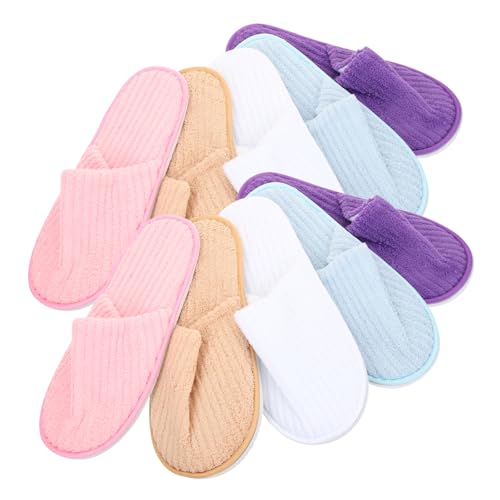 VALICLUD 10 Paare Fleece Hausschuhe Warm Rutschfest Gäste Pantoffeln Hotel Slipper für Winter Waschbar Komfortabel von VALICLUD