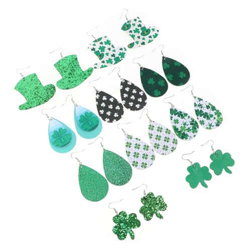 VALICLUD 10 Paare Lederohrringe Patricks Day Schmuck Ohrentropfen zum Patricks Day Kleeblatt-Ohrring Clip-Ohrringe St. Patrick's Day Ohrentropfen Leder Ohrring Green VALICLUD 10 Paare Lederohrringe Patricks Day Schmuck Ohrentropfen zum Patricks Day Kleeblatt-Ohrring Clip-Ohrringe St. Patrick's Day Ohrentropfen Leder Ohrring Green von VALICLUD
