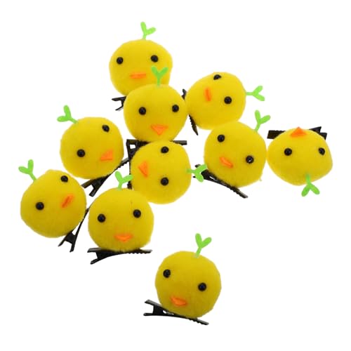 VALICLUD 10 Stcs Niedliche Kükenhaarklammern Plüsch Kleines Gelbes Huhnförmiges Haar Barrettes Farm Tier Haare Clips Mädchen Haarnadeln Für Ostergeburtstagsfeier von VALICLUD