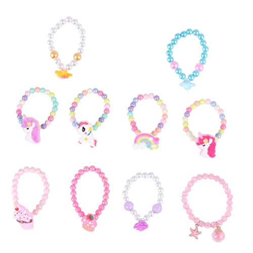VALICLUD 10 Stück Armbänder mit Regenbogen Eiscreme Perlenarmbänder für Jungen Kindergeburtstag Spielzeuggeschenke von VALICLUD