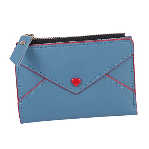 VALICLUD 10stücke Kompakter Pu Geldbeutel Für Damen Blaues Kartenetui Mit Separatem Fach Für Münzen Und Karten Für Unterwegs Elegantes Pu Geldbörsen-Design Für Damen von VALICLUD