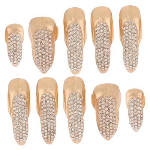 VALICLUD 10stücke Halloween Nagelring Fingernagel Krallen Schmuck Strass Fingerkralle Für Kostüm Cosplay Damen Rosegold 2xs 6xm 2xl von VALICLUD