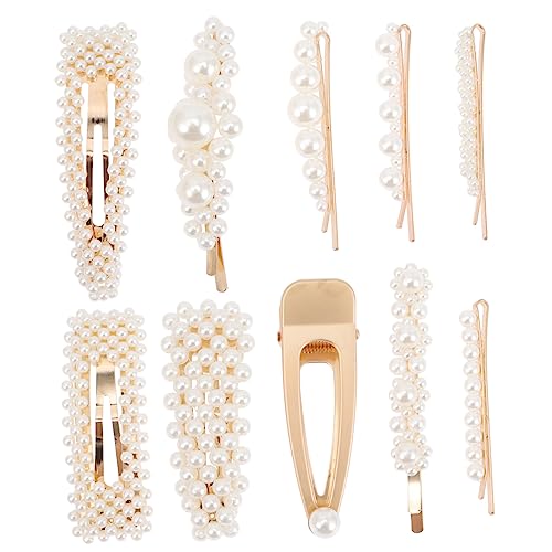 VALICLUD 10 Stück Perlen-Haarspangen-Set Styling Damen Haarklammer Frauen Haarnadel haarschmuck Haarspangen für Mädchen kleine Haarspangen Perlenhaarclip Acryl Weiß von VALICLUD