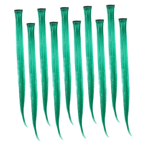 VALICLUD 10stücke Farbige Haarverlängerung Grün Für Damen Mädchen Glattes Haarteil Haaraccessoires Dekorative Haarverlängerungen Für Partys Cosplay von VALICLUD