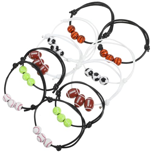 VALICLUD 10 Stück Sport-Partygeschenke Charm-Armbänder Fußball Basketball Fußball Baseball Volleyball Perlen-Ball-Armbänder Inspirierende Armbänder Partygeschenke Für Teenager von VALICLUD