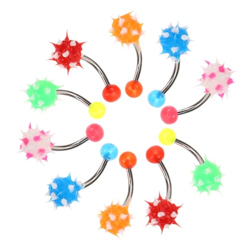 VALICLUD 10 Stück Teiliges Bauchnabelpiercing mit Weichem Fellball Bunte Nabelringe für Damen Hautfreundlich Langlebig und Modisches Körperschmuck Accessoire von VALICLUD