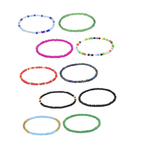 VALICLUD 10 Stück Teiliges Boho Fußkettchen mit Bunten Perlen Verstellbarem Beaded Ankle Chain für Damen Sommerlicher Strand Schmuck Langlebig und Leicht zu Tragen von VALICLUD