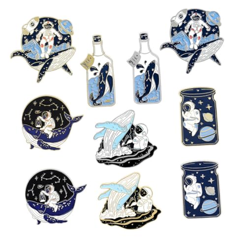 VALICLUD 10 Stück Teiliges Broschen set Astronaut und Wal Cartoon Emaille Anstecker für Rucksack Kleidung Taschen Modische Vielseitige Abzeichen für Damen und Herren von VALICLUD