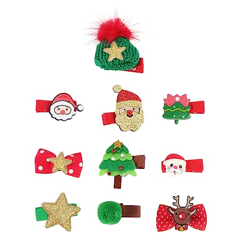 VALICLUD 10 Stück Teiliges Cartoon Haarschmuck Set Weihnachten Bunte Haarspangen Niedliche Haarklammern Festliche Haarnadeln für Mädchen Weihnachtliche Haaraccessoires von VALICLUD