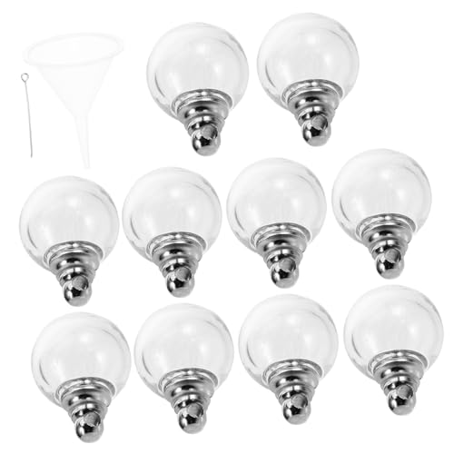 VALICLUD 10 Stück Teiliges Glaskugel Anhänger Transparent Offene Wunschflasche mit Schraubverschluss DIY Schmuckcharms für Armband Halskette Kreative Anhänger zum Befüllen von VALICLUD