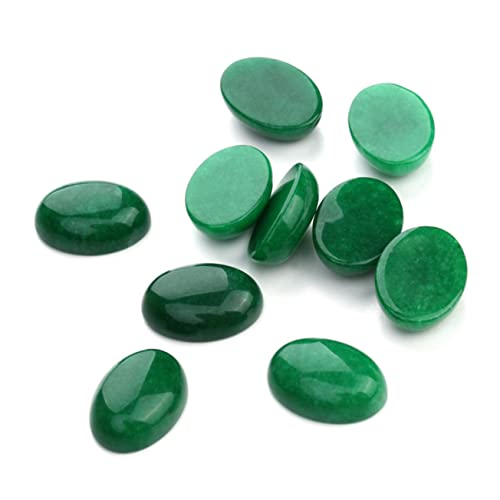 VALICLUD 10 Stück Teiliges Grüne Ovale Cabochons DIY Schmucksteine Flache Basis Vielseitig für Schmuckherstellung Ohrringe Manschettenknöpfe Dekorative Bastelsteine von VALICLUD