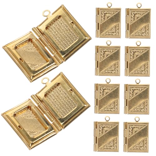 VALICLUD 10 Stück Teiliges Kupfer Buch Medaillon Anhänger Rechteckige Vintage Foto Locket Charms für Schmuckherstellung Langlebige DIY Anhänger für Ketten Armbänder und Schlüsselanhänger von VALICLUD