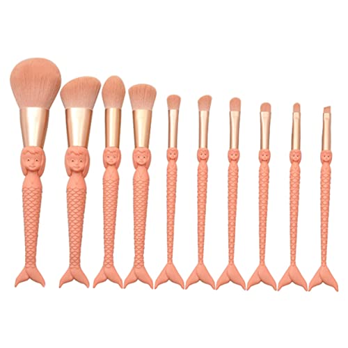 VALICLUD 10 Stück Teiliges Make Up Pinselset mit Orangefarbenen Griffen Professionellen Kosmetikbürsten für Foundation Lidschatten und Blush für Tägliche Anwendung von VALICLUD