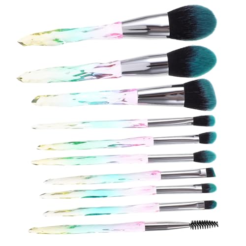 VALICLUD 10 Stück Teiliges Make up Pinselset mit Transparentem Diamantgriff Weiche Fasern Langlebig und Vielseitig für Foundation Puder und Geeignet für Empfindliche Haut und Natürliches von VALICLUD