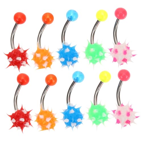 VALICLUD 10 Stück Teiliges Silikon Bauchnabelpiercing mit Flauschigen Kugeln Bunte Nabelringe für Frauen Hautfreundlich und Langlebig Modischer Körperschmuck für Party Festival und Alltag von VALICLUD