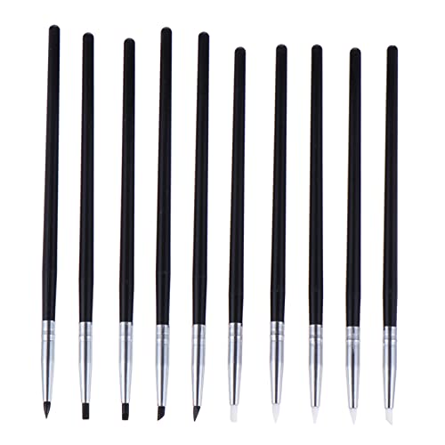 VALICLUD 10 Stück Teiliges Silikon Nagelkunst Maniküre Skulptur Stifte für Embossing Zeichnen und Dotting für Diy Nageldesigns und Maniküre Projekte von VALICLUD