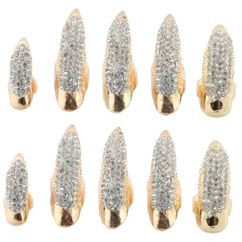 VALICLUD 10 Stück Vintage Fingernagel kralle Ring mit Strassbesetzten Fingerringen für Damen und Herren Robustes Gothic Punk Design für Halloween Party Cosplay und Bühnenauftritte von VALICLUD