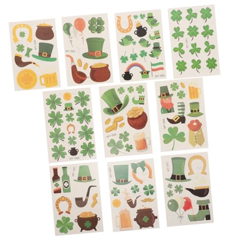 VALICLUD 10stücke Kleeblatt-aufkleber Für Junge Mädchen Temporäre Gesichtsbilder Für Irische Festivitätspartygeschenke Und Make-up-spiele von VALICLUD