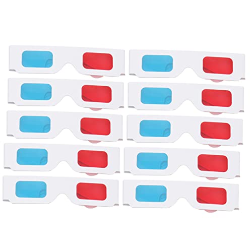 VALICLUD 10 Teiliges Brillen aus Papierrahmen Leichte Style Gläser für Filme und Spiele Rot Blaue Anaglyphen Brillen Tragbar und für Familien und Freunde von VALICLUD