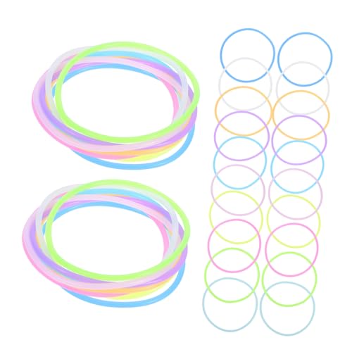 VALICLUD 100 Stück Leuchtende Silikon Haargummis Retro Gelee Armbänder für Halloween Disco Party Verstellbar für Erwachsene und Kinder von VALICLUD