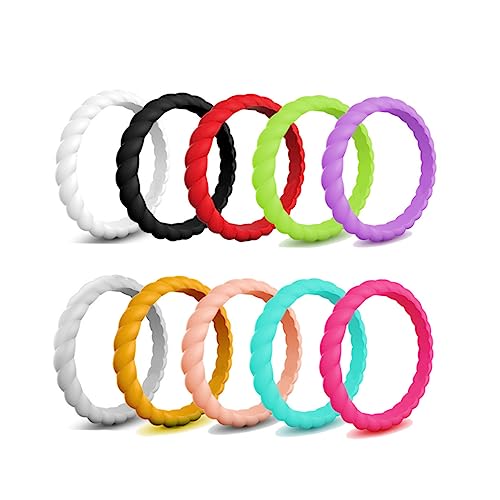 VALICLUD 10St Eheringe hypoallergenic weihnachtsgeschenke Bandringe für Damen Versprechensringe für Paare Herrenringe Ringe für Männer Sportringe 3 mm dünner Silikonring Twist Hochzeitsring von VALICLUD