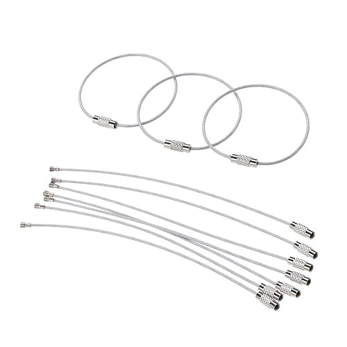 VALICLUD 10stücke Edelstahldraht Schlüsselanhänger Gepäckanhänger Aus Stahldrahtkette Hochleistungsdrahtring Silber von VALICLUD