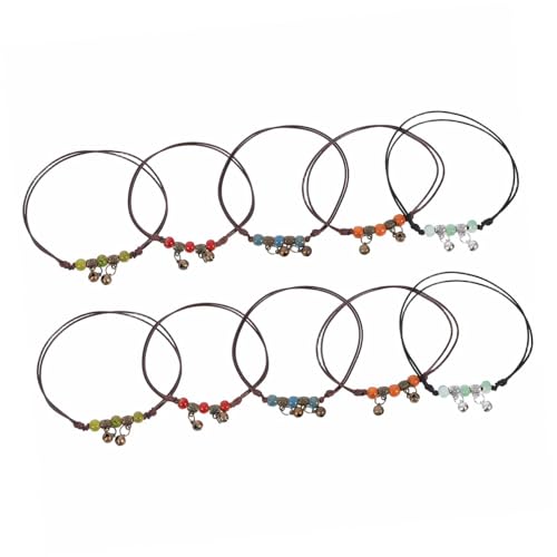 VALICLUD 10 Stück Handgefertigte Boho Fußkettchen Mit Keramikperlen Verstellbares Armband Für Frauen Und Mädchen Vintage Hippie Schmuck Für Sommeroutfits von VALICLUD