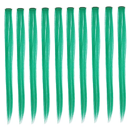 VALICLUD 10Stücke Grüne Haarverlängerungen Clips Gerade Haarteile für Cosplay Partys und Feste Einfach zu Verwenden Glamouröser Look Haarschäden von VALICLUD