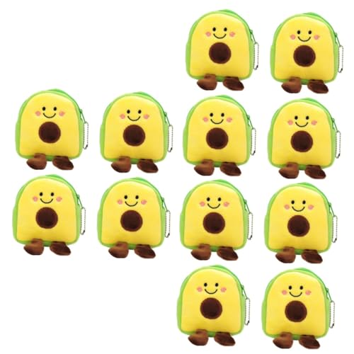 VALICLUD 12 STK Avocado Anhänger Cartoon-Geldbörse Damen Schlüsselbund Geldbörsen kleines Portemonnaie Geldbörse in Avocado-Form Mini Münzbeutel Lippenstift Tasche Kristallplüschmaterial von VALICLUD
