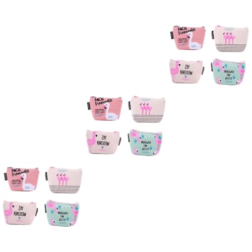 VALICLUD 12 STK Geldbörse für Mädchen Geldbeutel aus Segeltuch Münzhandtaschen mit Reißverschluss Kleines Kreditetui Münzbeutel-Cartoon Geldbörse für Damen Geldbörse mit Flamingo von VALICLUD
