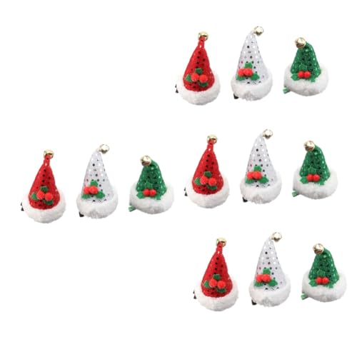 VALICLUD 12 Stk Kleine Huthaarnadel Haarschmuck Für Kleinkinder Clips Weihnachtsfeier Gefallen Rote Weihnachtshaarspange Mädchen Hut Haarschmuck Für Weihnachtsmützen Süss Kleiner Hut von VALICLUD