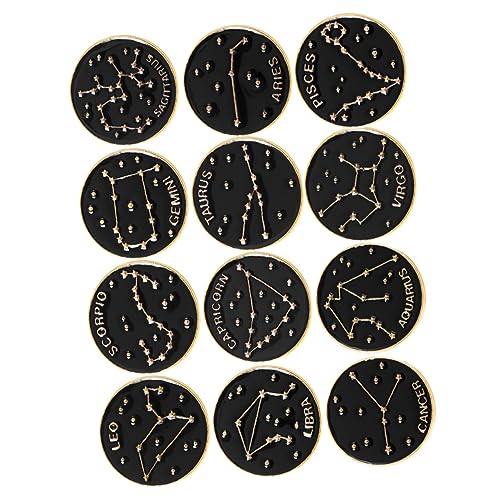 VALICLUD 12 Stück Emaille Broschen Vintage Anstecknadeln Schwarze Runde Pins für Hemden Rucksäcke Dekorative Collar Pins Langlebig und Tragbar von VALICLUD