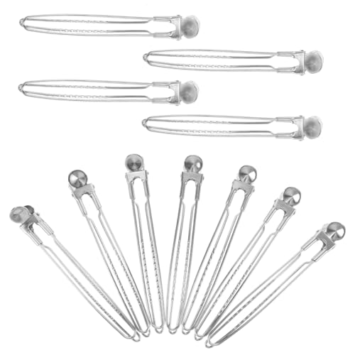 VALICLUD 12 Stück Haarklammer klein Friseur Clips Styling Farbe Stifte Alligator-Haarspange Krokodilklemmen Mädchen Haarzubehör Ente Haarspange Rostfreier Stahl Silber von VALICLUD