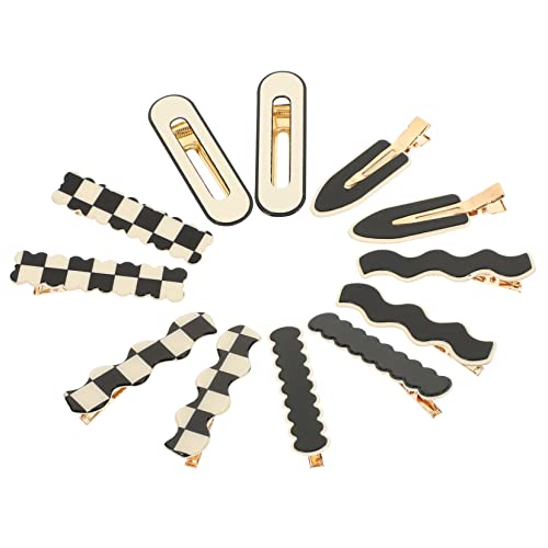VALICLUD 12 Stück Teiliges Duckbill Haarklammern mit Schwarz Weißem Schachbrettmuster Einfache und Haarspangen für Damen und Mädchen Vielseitig Einsetzbar für Verschiedene Frisuren und von VALICLUD