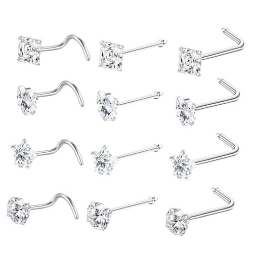 VALICLUD 12stücke Förmiger Nasenring Aus Edelstahl Mit Zirkonia Für Frauen Nasenstecker Dekorative Nasenpiercing Nasenringe Für Körperschmuck von VALICLUD