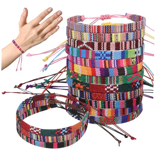 VALICLUD 12 Stück Teiliges Geflochtene Verstellbare Fußkettchen und Armbänder aus Baumwoll leinen Boho Ethno Style für Damen und Herren Vielseitig Tragbar als Knöchel Armband Langlebig und von VALICLUD