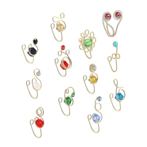 VALICLUD 12 Stück Teiliges Goldfarbene Nasenmanschetten mit Strass Verstellbare Falsche Nasenringe für Durchbohrte Nasen Modischer Nasenschmuck für Frauen und Mädchen Hautfreundlich und von VALICLUD