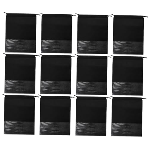 VALICLUD 12 Stück Teiliges Großer Staubdichter Schuhbeutel mit Zugband und Transparentem Fenster Tragbare Aufbewahrungstaschen für Reisen und Alltag Geeignet für Damen und Herren Schuhe von VALICLUD