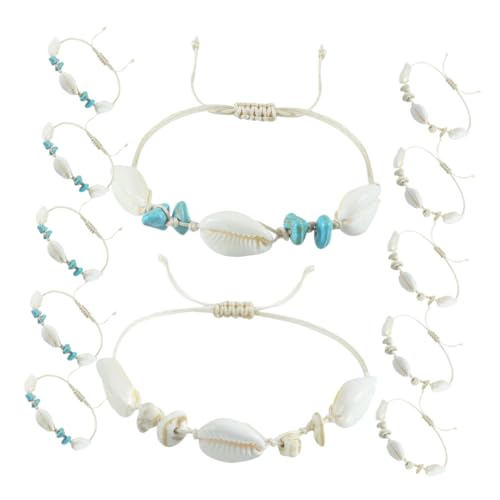 VALICLUD 12 Stück Teiliges Handgewebtes Armband und Fußkettchen für Frauen mit Verstellbarer und Muschelanhängern Vielseitiger Schmuck für Sommer Strand und Alltag von VALICLUD