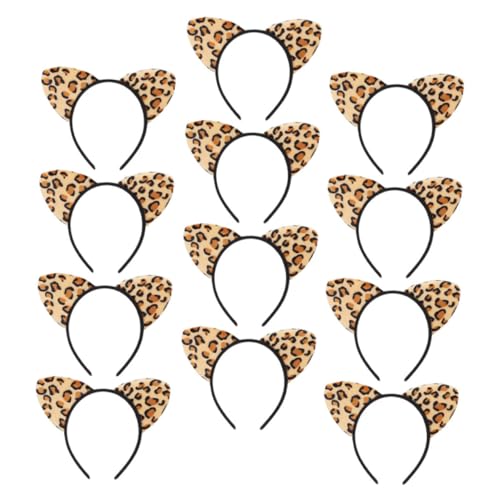 VALICLUD 12 Stück Teiliges Leopard Katzenohren Haarreif Weiches Kunstfell Stirnband für Kostümparty Cosplay und Geburtstag Zierliches Tier Ohren Haarband für Damen und Mädchen von VALICLUD