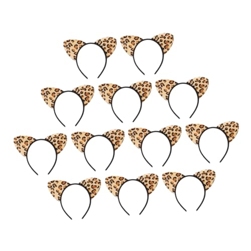 VALICLUD 12 Stück Teiliges Leopardenmuster Katzenohren Haarreif Weicher Plüsch Kopfschmuck Niedliches Tierkostüm Stirnband für Halloween Karneval Cosplay und Festtagsfeiern von VALICLUD