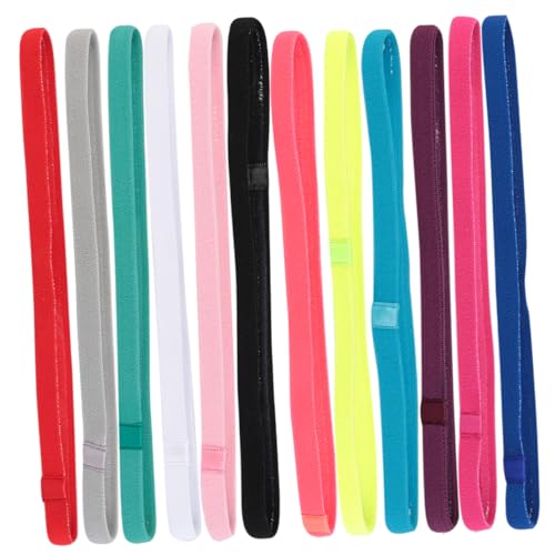 VALICLUD 12 Stück Teiliges Outdoor Sport Stirnband Set für Damen Elastische Rutschfeste Haarbänder Leuchtenden Farben Fluoreszent Rot Grün Rosé Tannengrün Erdbraun Saphirblau Dunkellila von VALICLUD