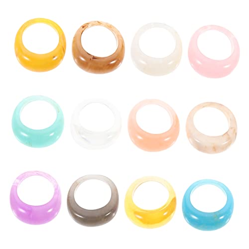 VALICLUD 12 Stück Teiliges Resin Ringset für Damen Bunte Acrylringe im Retro Stil Robuste Schmuckstücke Vielseitig Kombinierbar Leicht und Angenehm zu Tragen von VALICLUD