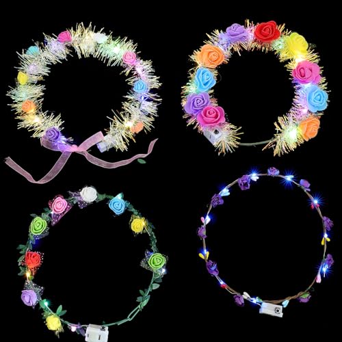 VALICLUD 12 Stücke Leuchtendes Girlanden Haarband Verstellbar Party Zubehör Stabiler für Festivals und Feiern von VALICLUD