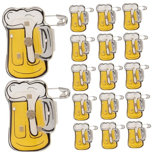 VALICLUD 125 Stk Bierkrug Led-stift Beleuchtetes Bierbecher-abzeichen Dekorationen Für Bierpartys Festival Schmuck Zum Leuchten Bringen Bierkrug-anhänger-brosche Hüte Kind Revers Pin-tasche von VALICLUD