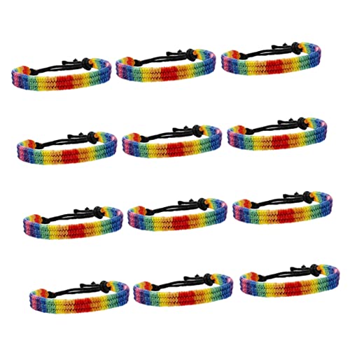 VALICLUD 12Stücke Regenbogenarmbänder Einstellbare Freundschaftsarmbänder für Lgbt Pride Tägliches Farbenfrohe Gewebte Seilarmbänder für Damen Herren von VALICLUD