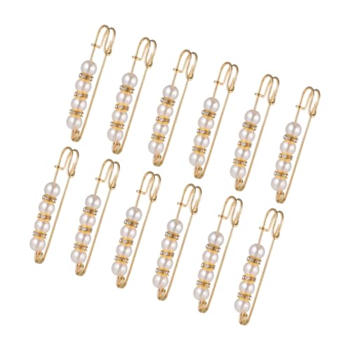 VALICLUD 12stücke Perlenbroschennadeln Kleidung Spanner Pins Für Schal Kragen Kleid Strickjacke Hemd Jeans Dekoration Mit Stilvoller Perlenverzierung Und Anti-exposure-design Für von VALICLUD