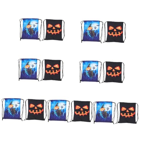 VALICLUD 14 STK Kürbiskopf-Rucksack Taschen für Halloween-Leckerbissen Halloween-Süßigkeitssäcke mit Kordelzug Rucksack für Damen Halloween-Zubehör Tragetasche Sport Hosenträger Fitness von VALICLUD